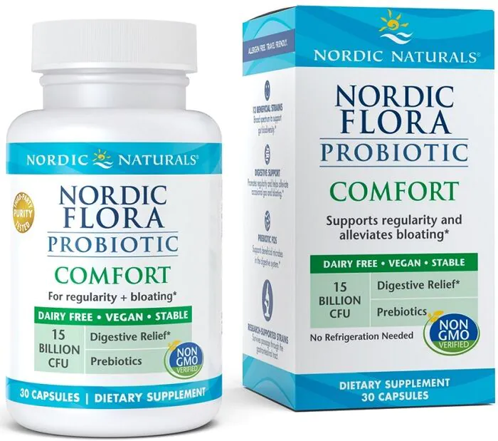 Nordic Naturals Nordic Flora Probiotic Comfort 15 δισεκατομμύρια CFU, Συμπλήρωμα διατροφής με καλλιέργειες ζωντανών βακτηρίων, κάψουλες
