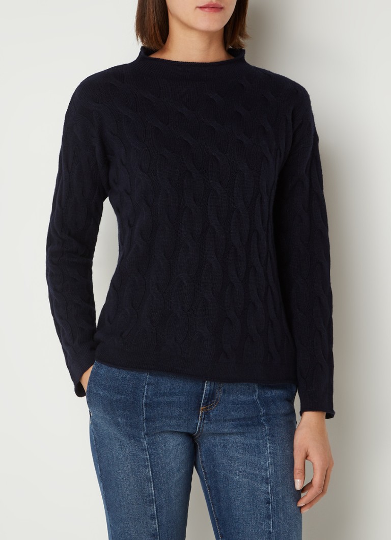 Maglione a collo alto Benetton a trecce in misto cashmere