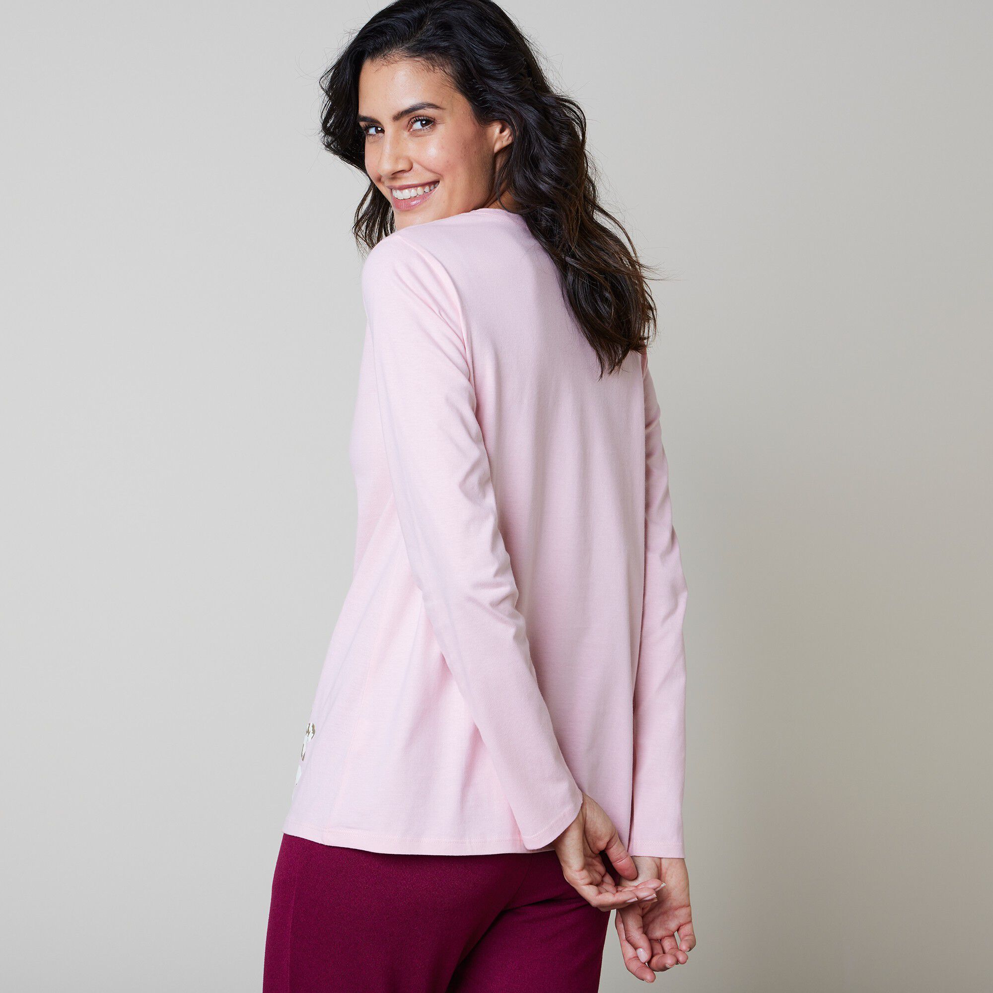 T-shirt pyjama manches longues imprimé fleuri