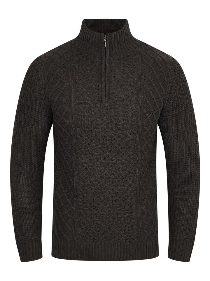 SOULSTAR Strickpullover - S2PELOTAS Grobstrickpullover Troyer Strick-Pulli in Anthrazit günstig kaufen