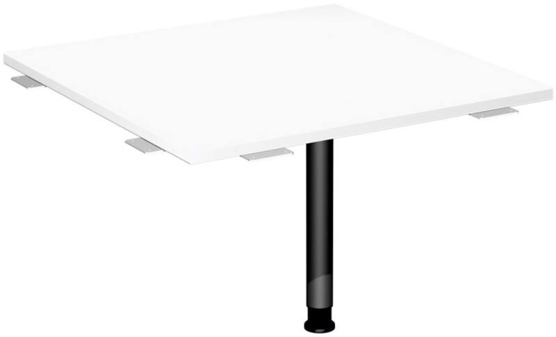4 Fuß Flex Verkettungsplatte Volleck 90° mit Stützfuß, mit Kabelführung, inkl. Verkettungsmaterial, höhenverstellbar, 800x800x680-800, Weiß/Anthrazit