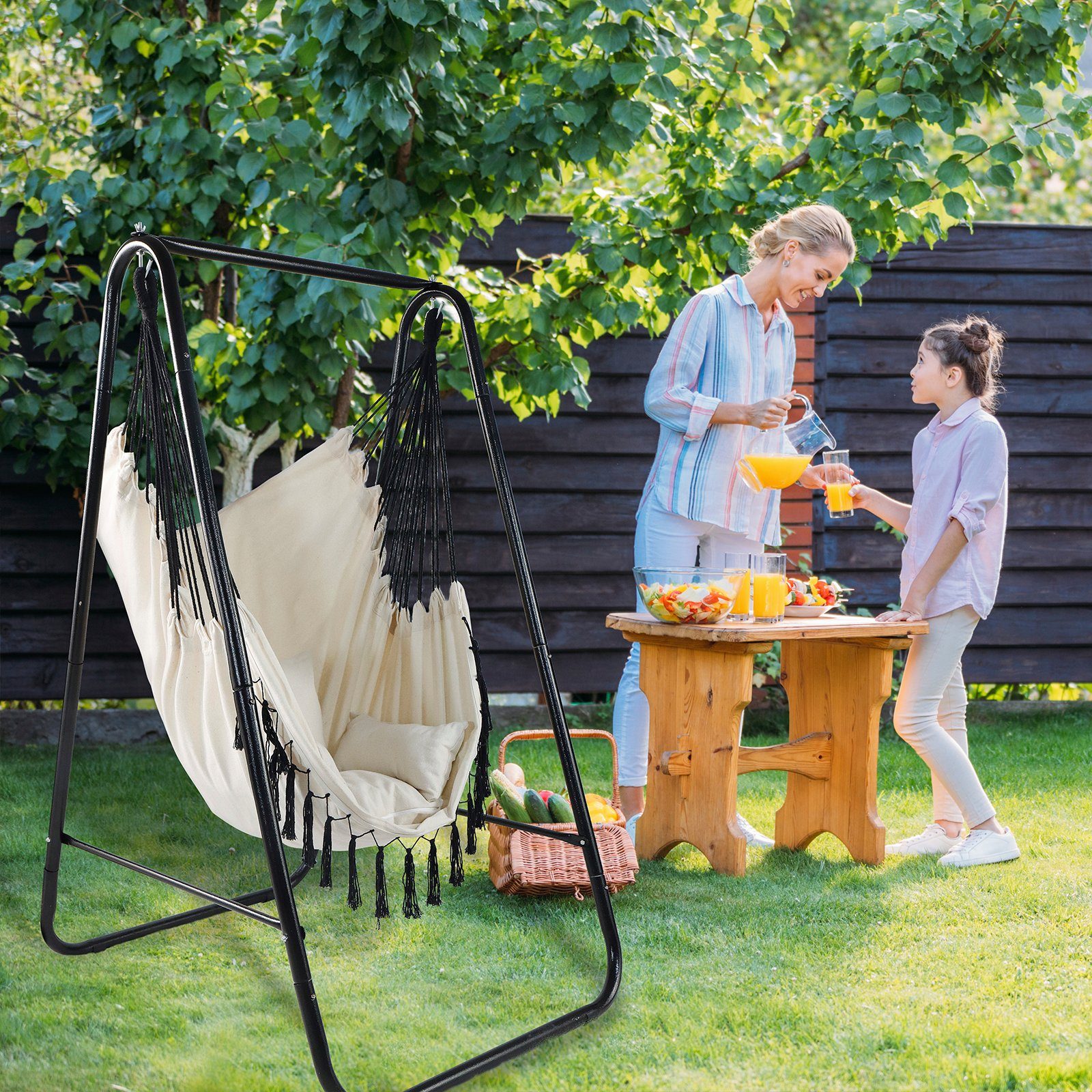 CCLIFE Hängesessel Hängesessel mit Gestell Hängeschaukel Hängestuhl, mit gestell