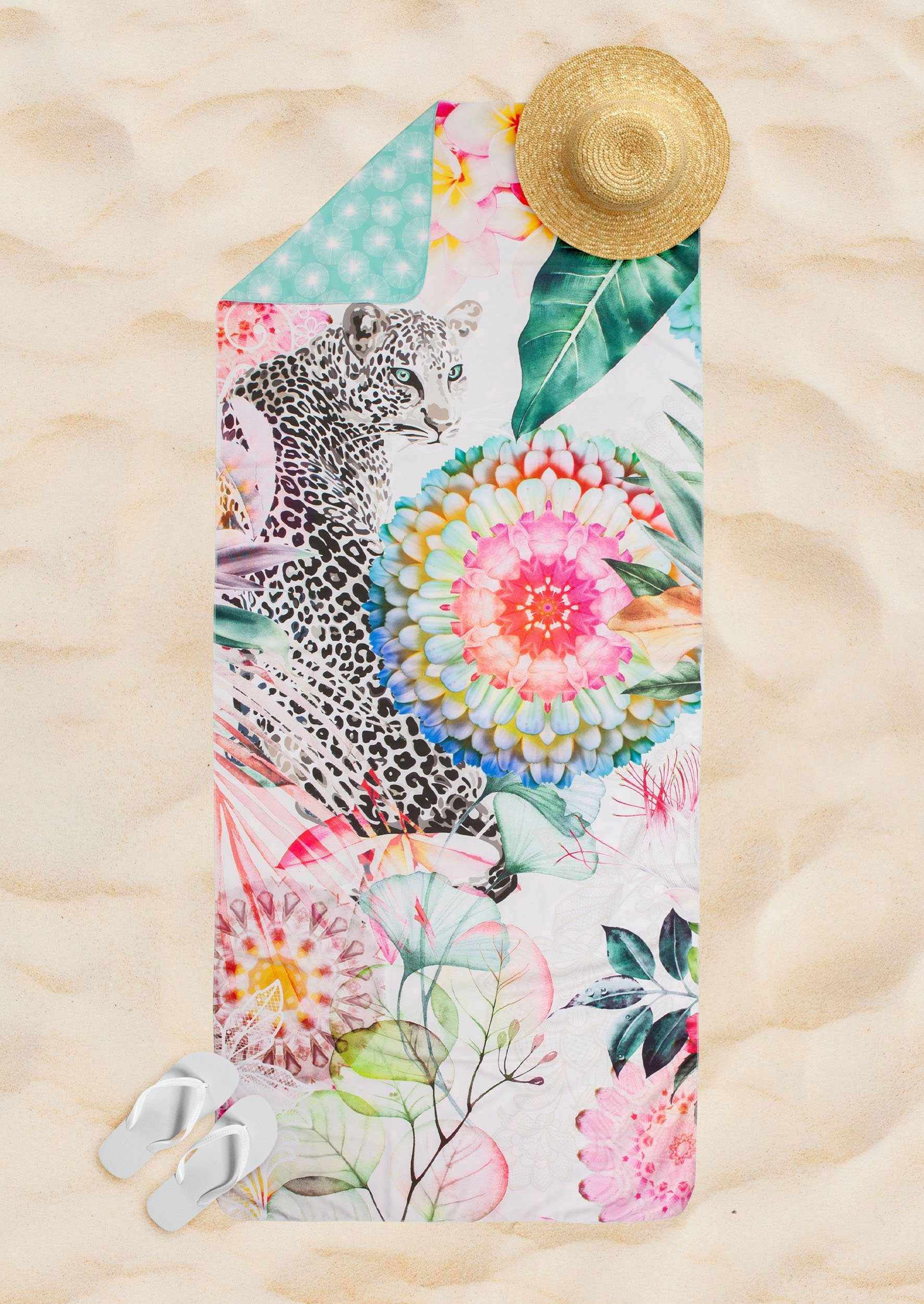 hip Strandtuch Verda, Microfaser (1-St), mit Mandala, Blumen & Leopard
