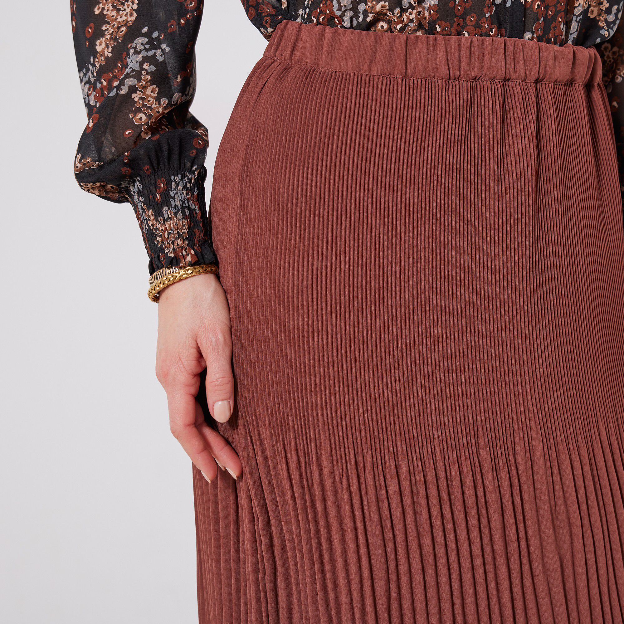 Jupe petite stature voile plissé uni, polyester recyclé(1)