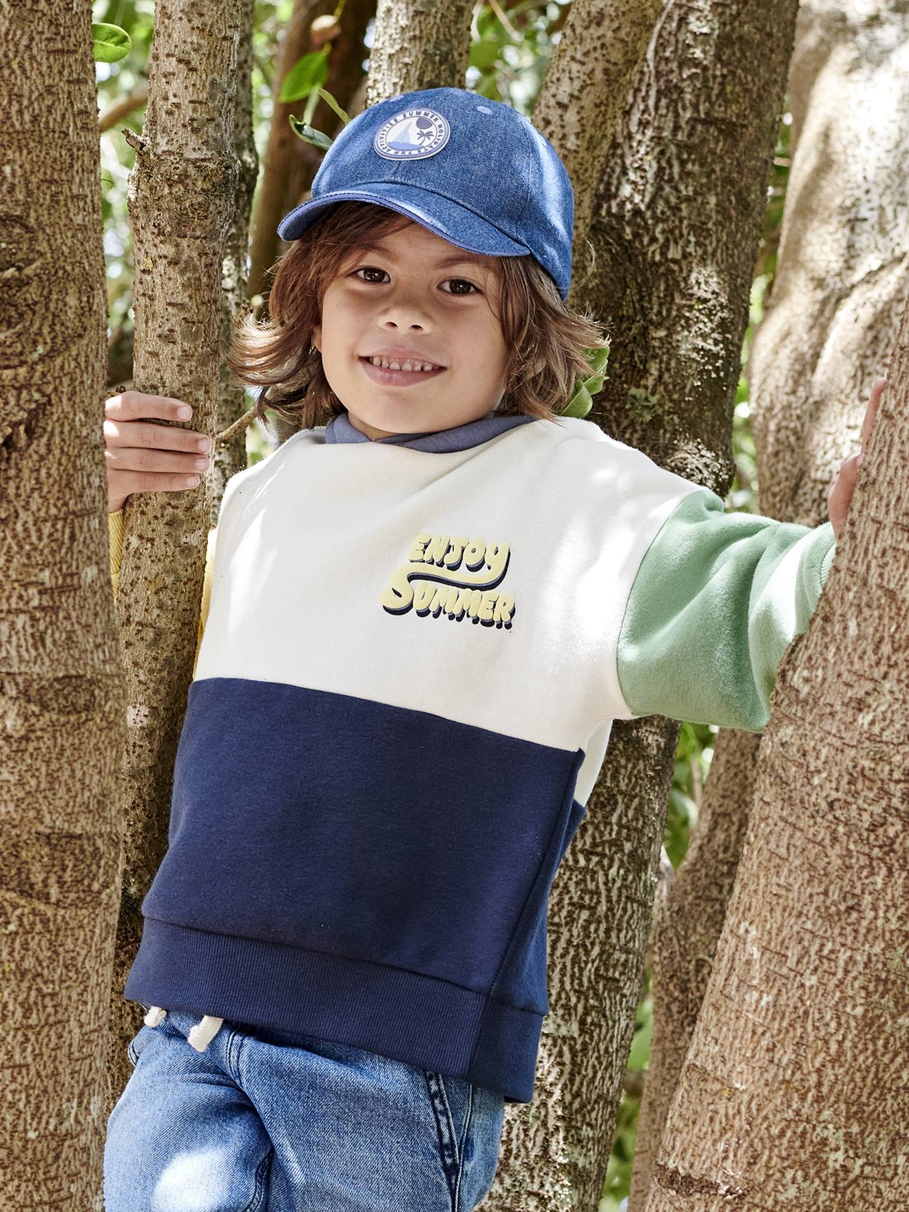Vertbaudet Jungen Kapuzensweatjacke mit Recycling-Polyester - mehrfarbig