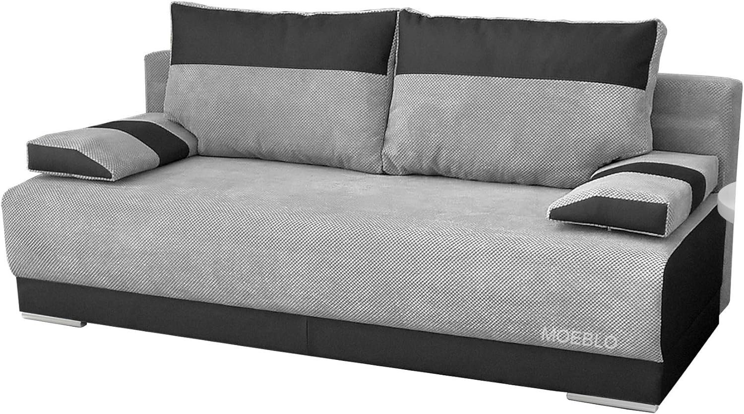 MOEBLO Schlafsofa NISA, Couch für Wohnzimmer, Sofagarnitur Polstersofa Wohnlandschaft, mit Schlaffunktion und Bettkasten