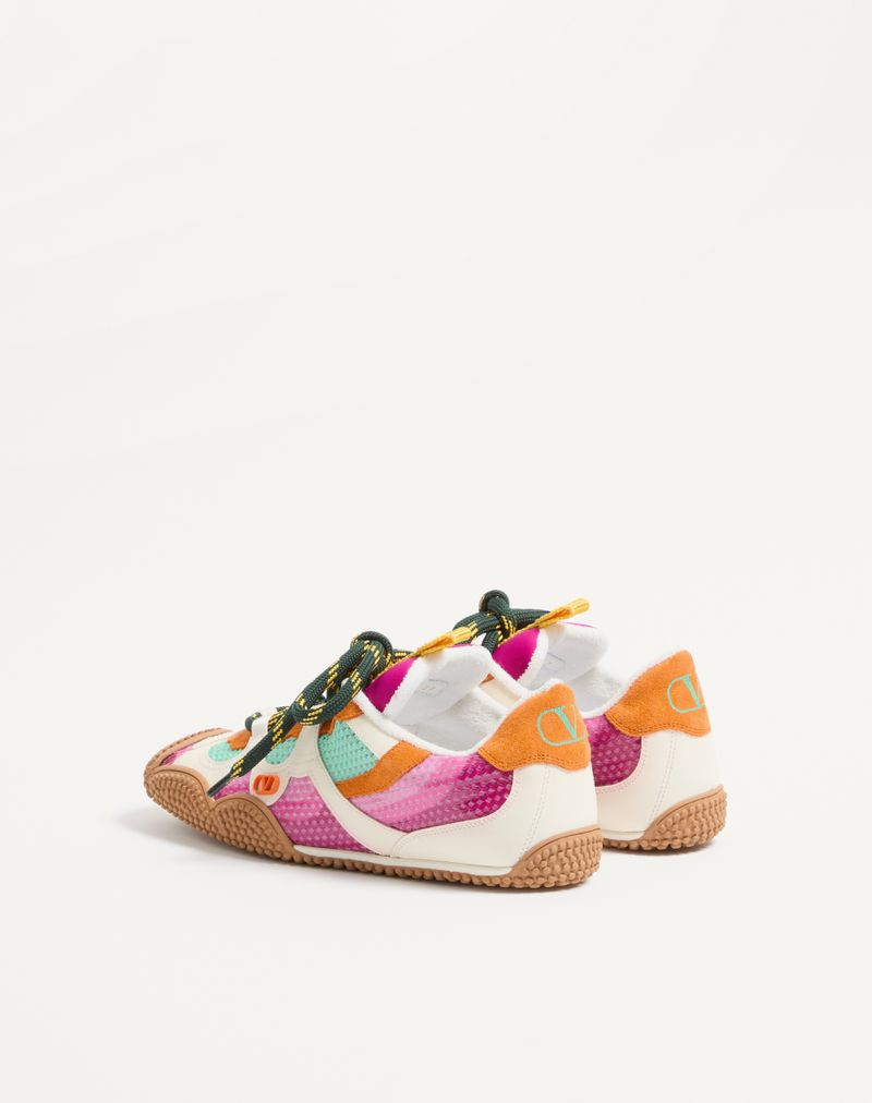 Baskets Amphibia en cuir de veau caoutchouté et cuir fendu