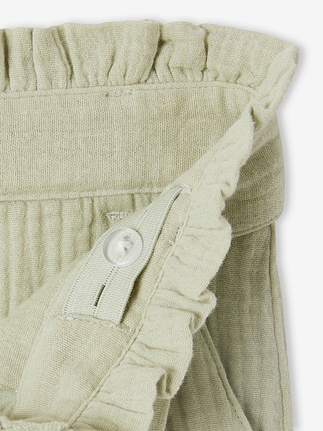 Vertbaudet Mädchen Paperbag-Hose, 7/8 - wollweiß