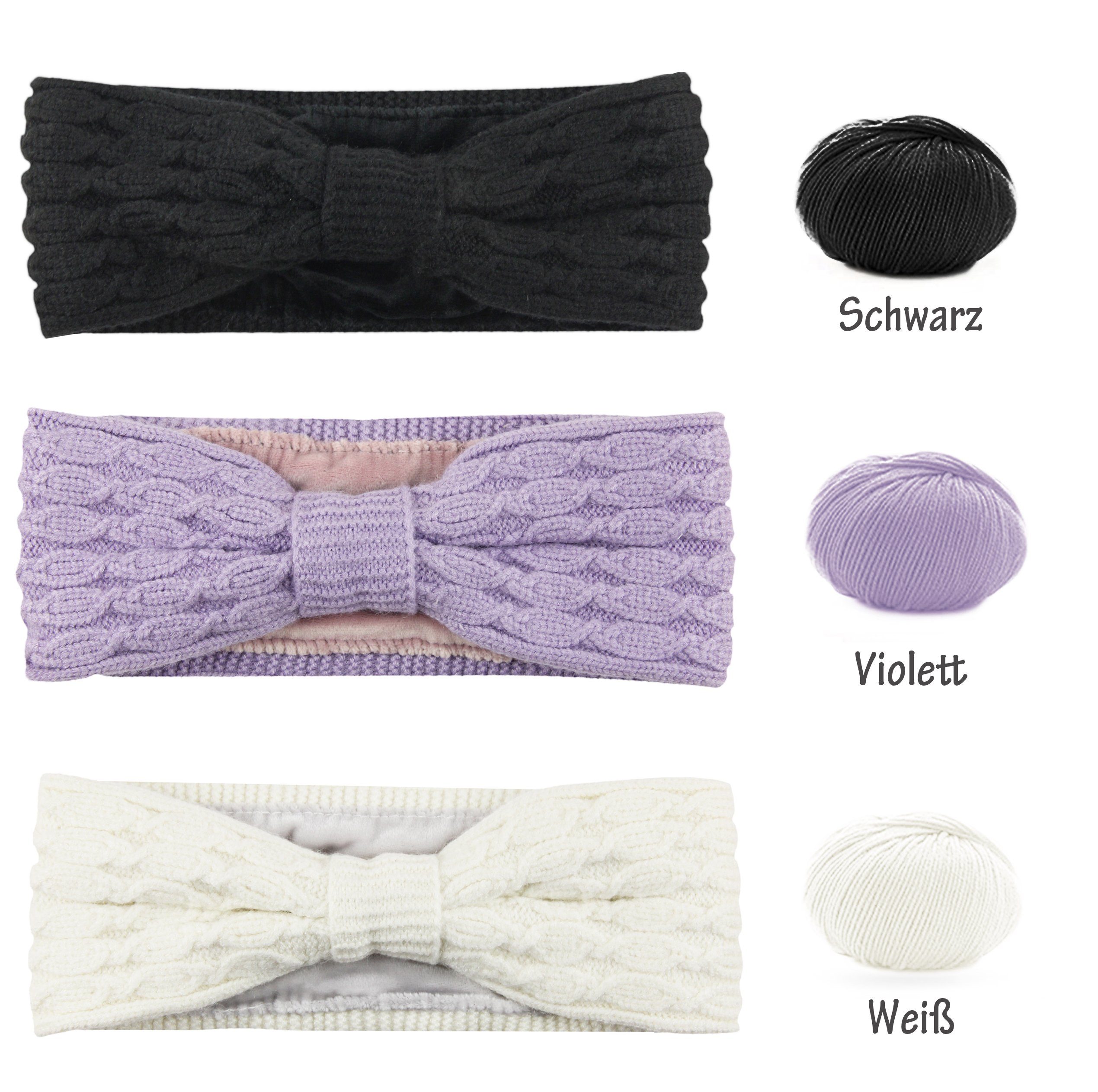 Frentree Stirnband Damen, Strick Haarband im Twist Knoten Schleife Design, Ohrenschützer Mädchen mit weichem Fleece Innenfutter