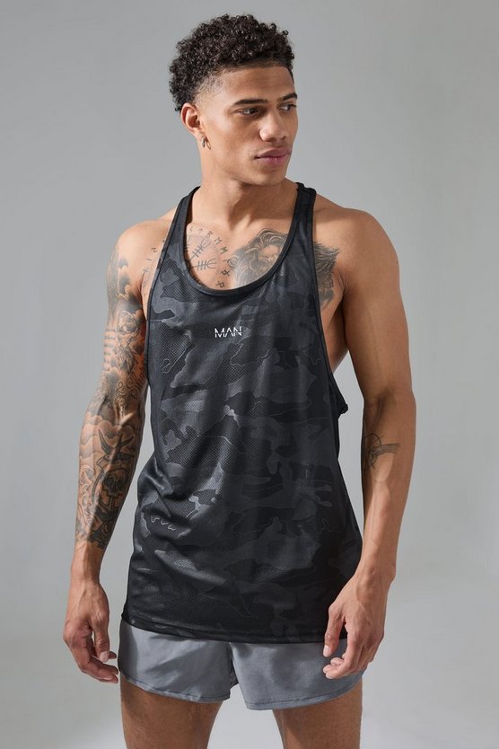 Man Active Camouflage Performance Tanktop