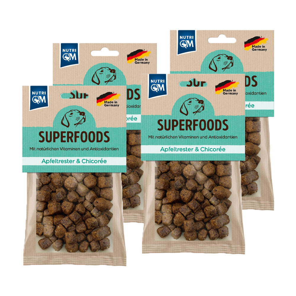 PetCom NutriQM Superfoods Apfeltrester & Chicorée, 150 gr. - 4er Set