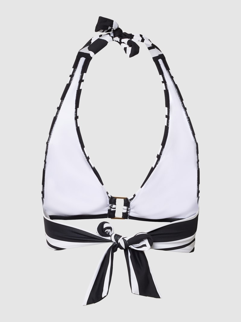 Bikini-Oberteil mit Streifenmuster in schwarz
