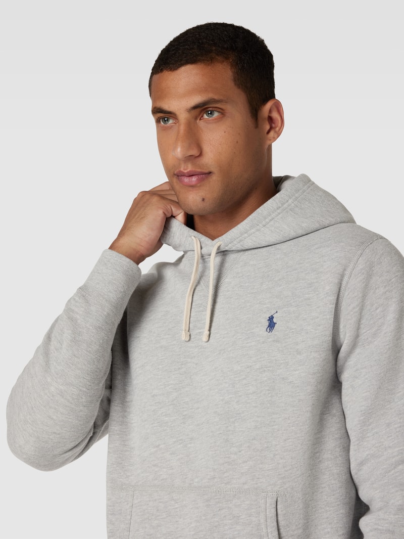 Hoodie mit Label-Stitching in hellgrau