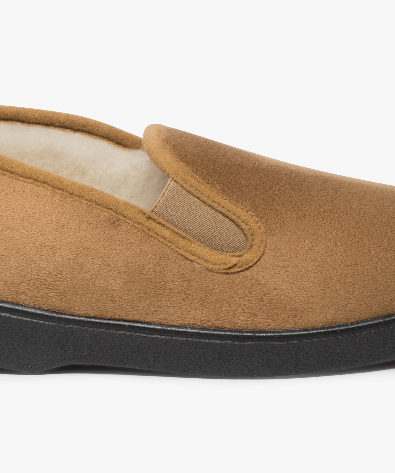 Chaussons homme unis avec doublure chaude camel | GEMO