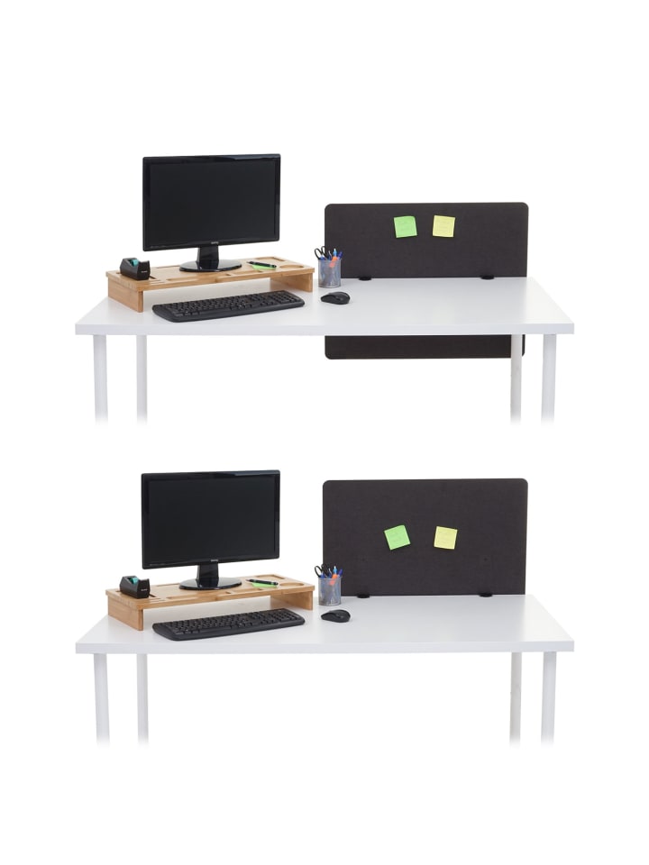 MCW Akustik-Tischtrennwand G75, 60x75cm braun-grau günstig kaufen onesize
