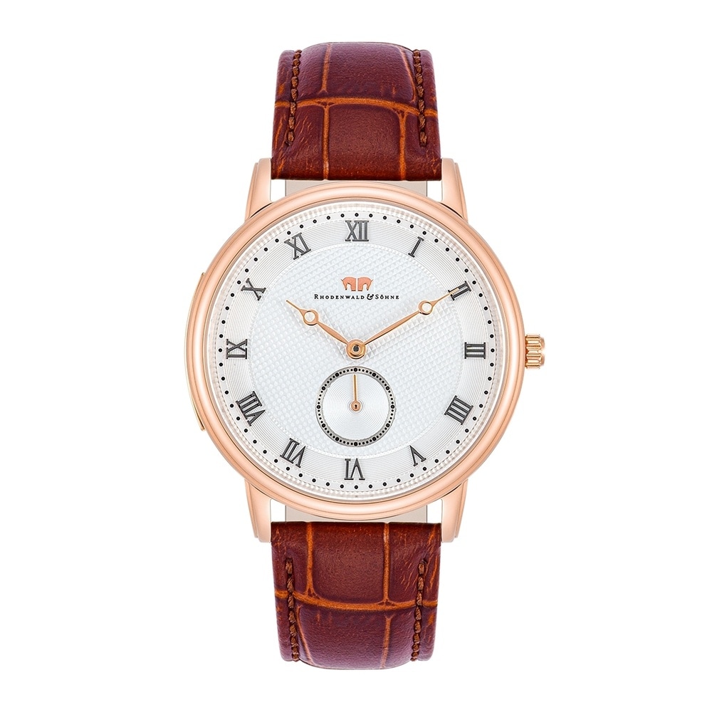 Rhodenwald & Söhne Montre à quartz Moonlight en Or rose Cuir véritable en Marron Montre