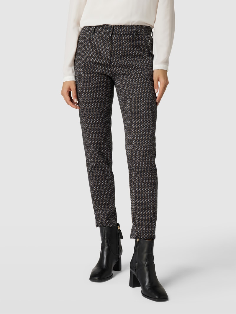 Stoffhose in verkürztem Design mit Allover-Muster in olivgrün