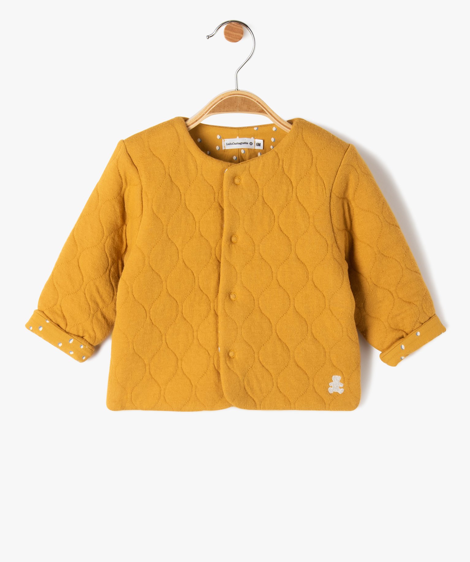 Gilet bébé en sweat matelassé et doublure imprimée jaune | GEMO
