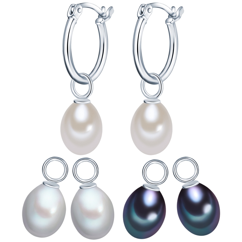 Valero Pearls Créoles en perle Argent sterling Perle de culture d'eau douce en Argent Boucles d'oreilles