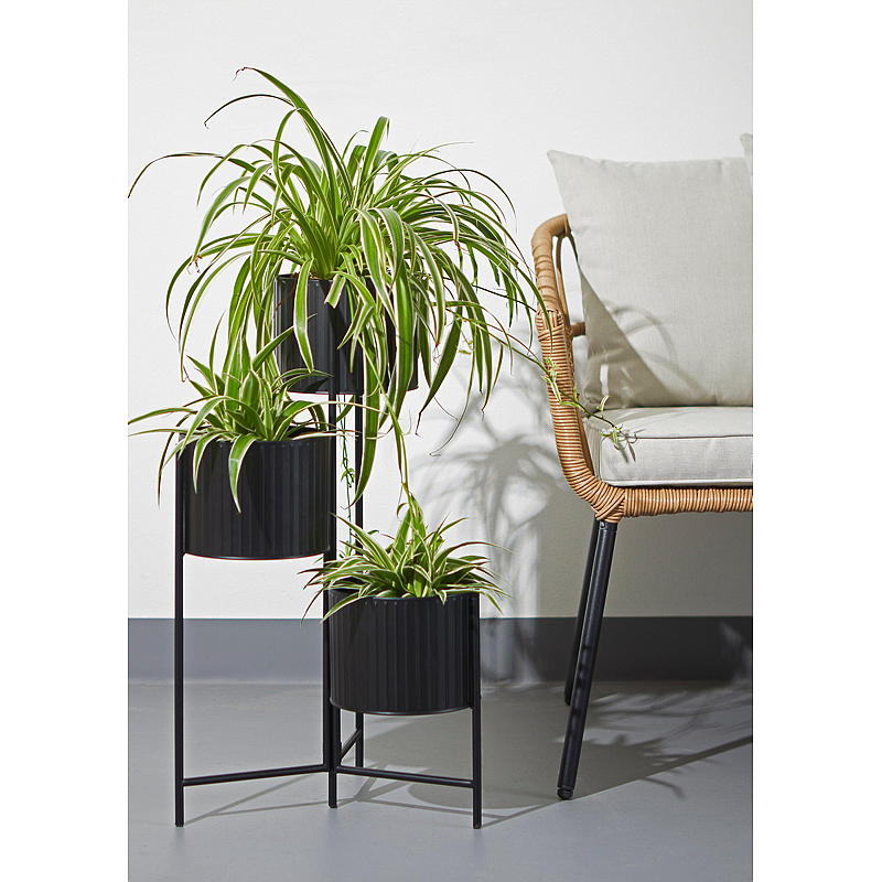 Home Pidestall 37x65 cm 3 potter metall sort