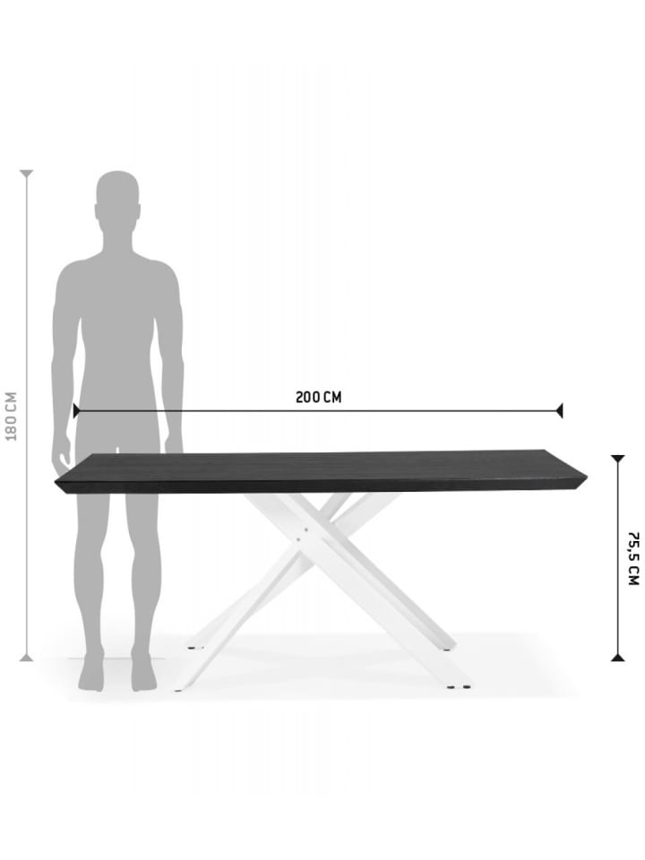 KADIMA DESIGN Esstisch WALABY | Esszimmertisch mit X-Förmigem Bein in Schwarz-Weiß günstig kaufen onesize