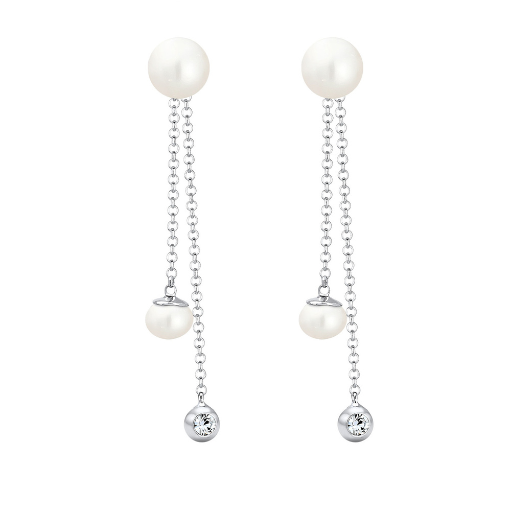 Elli Elli Boucles d'Oreilles Femmes Pendentif d'oreilles Elegant avec Perles d'eau dou Boucles d'oreilles