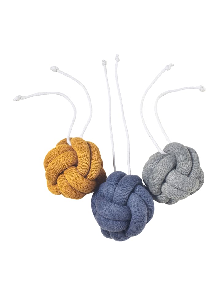 nordic coast company  Baby Gym Spielzeug Knoten Blau | Grau | Curry - 3er Set günstig kaufen onesize