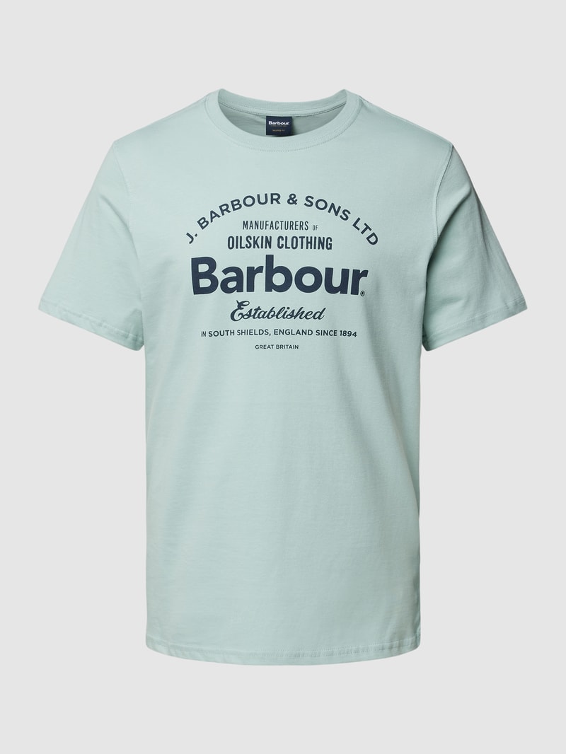 T-Shirt mit Label-Print Modell 'BRAIRTON' in helltürkis meliert