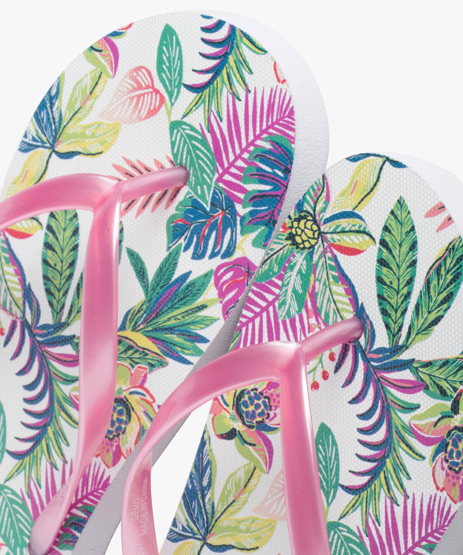 Tongs femme à fines brides et semelle imprimée fleurs multicolore | GEMO