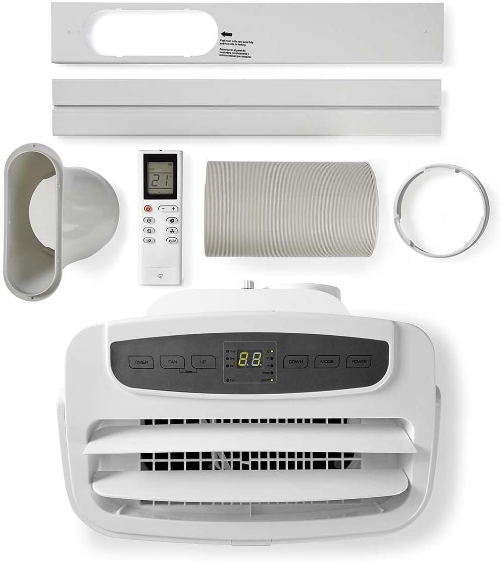 Nedis 3-in-1-Klimagerät Mobile Klimaanlage 12000 BTU 3-Geschwindigkeitsstufen inkl. Zubehör, 24-Stunden-Timer, Ruhemodus, Anzeige Voller Wassertank