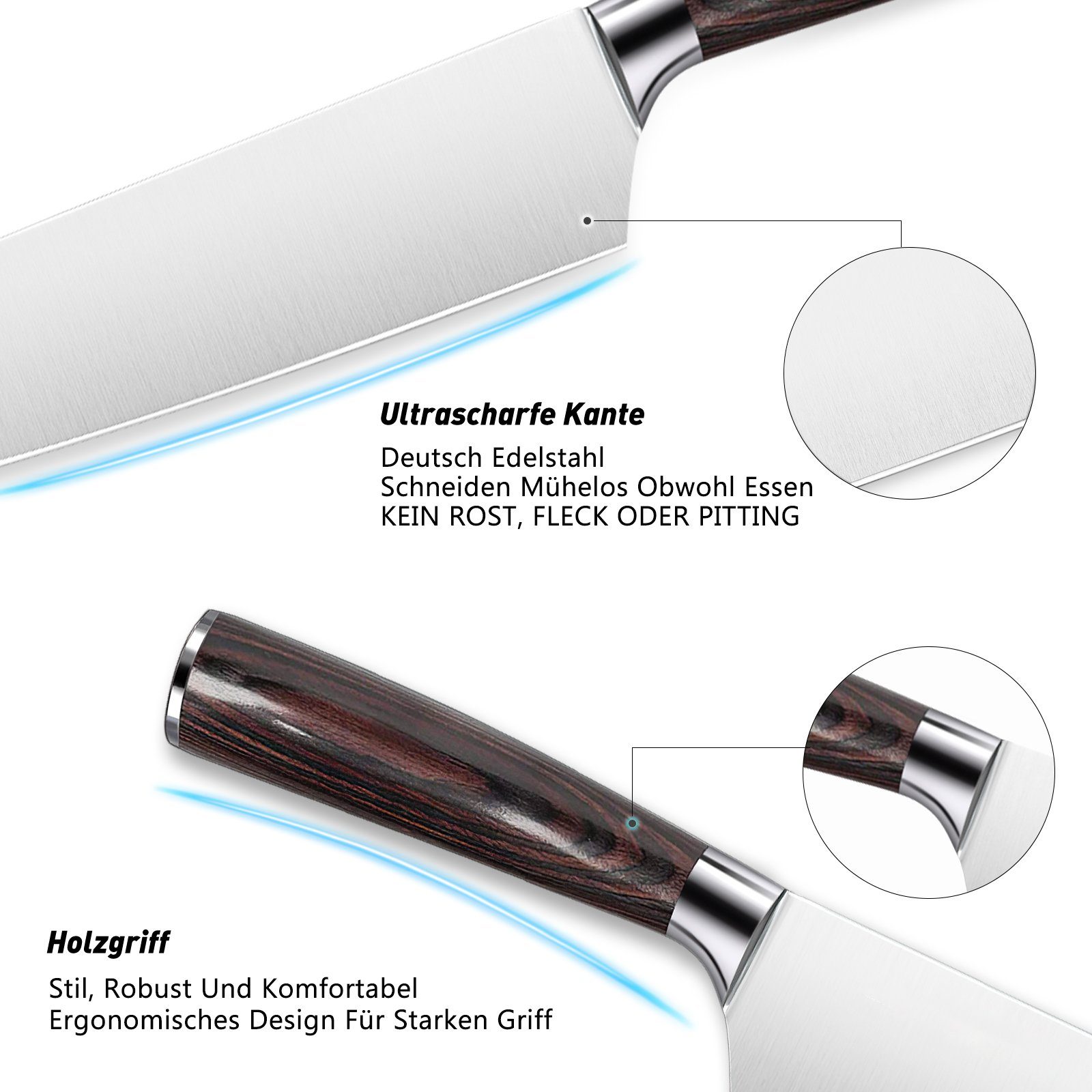 MDHAND Kochmesser 20cm Kochmesser Küchenmesser Fleischmesser, Mit Geschenkbox