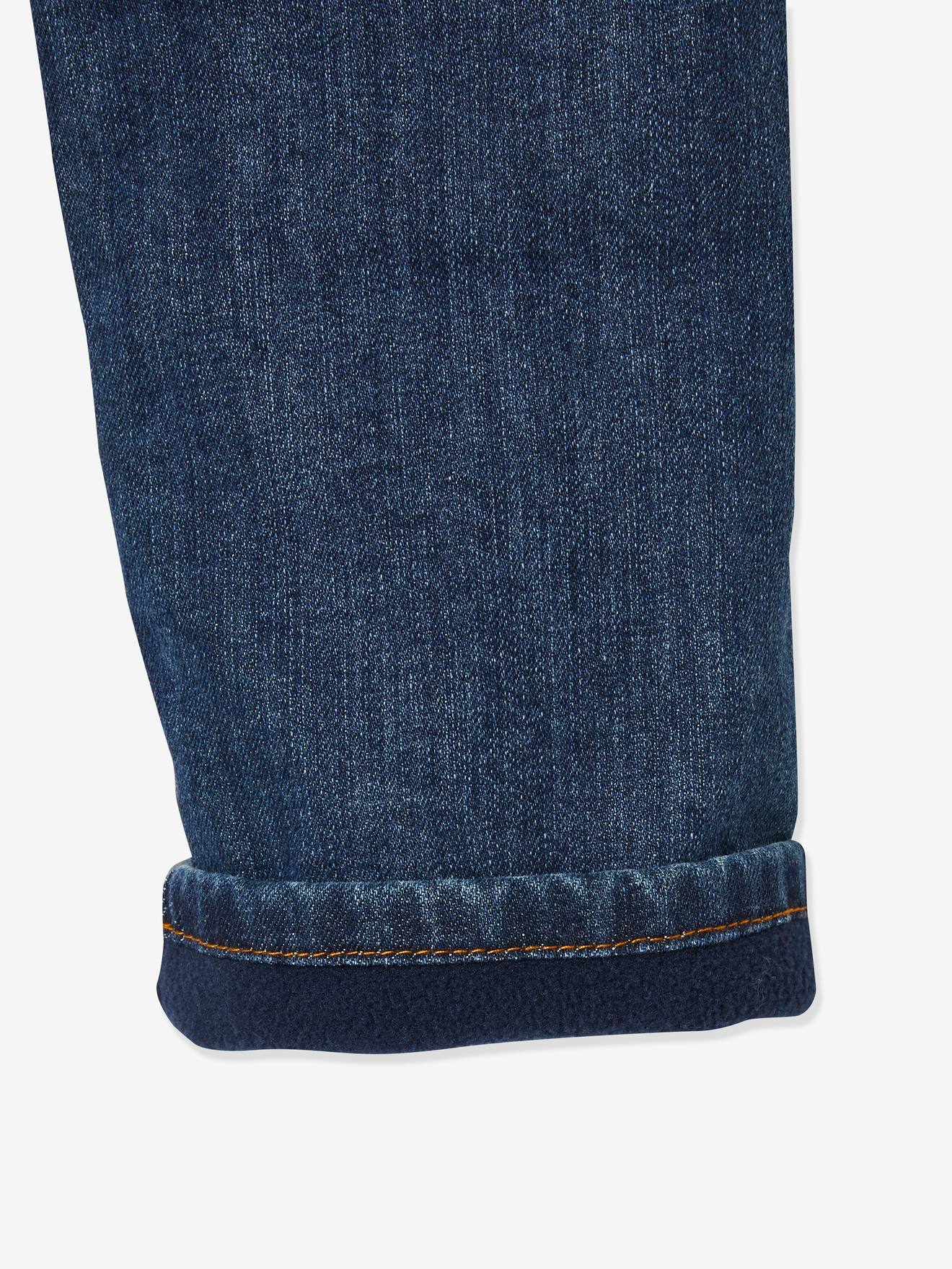 Jean droit indestructible doublé polaire garçon denim brut