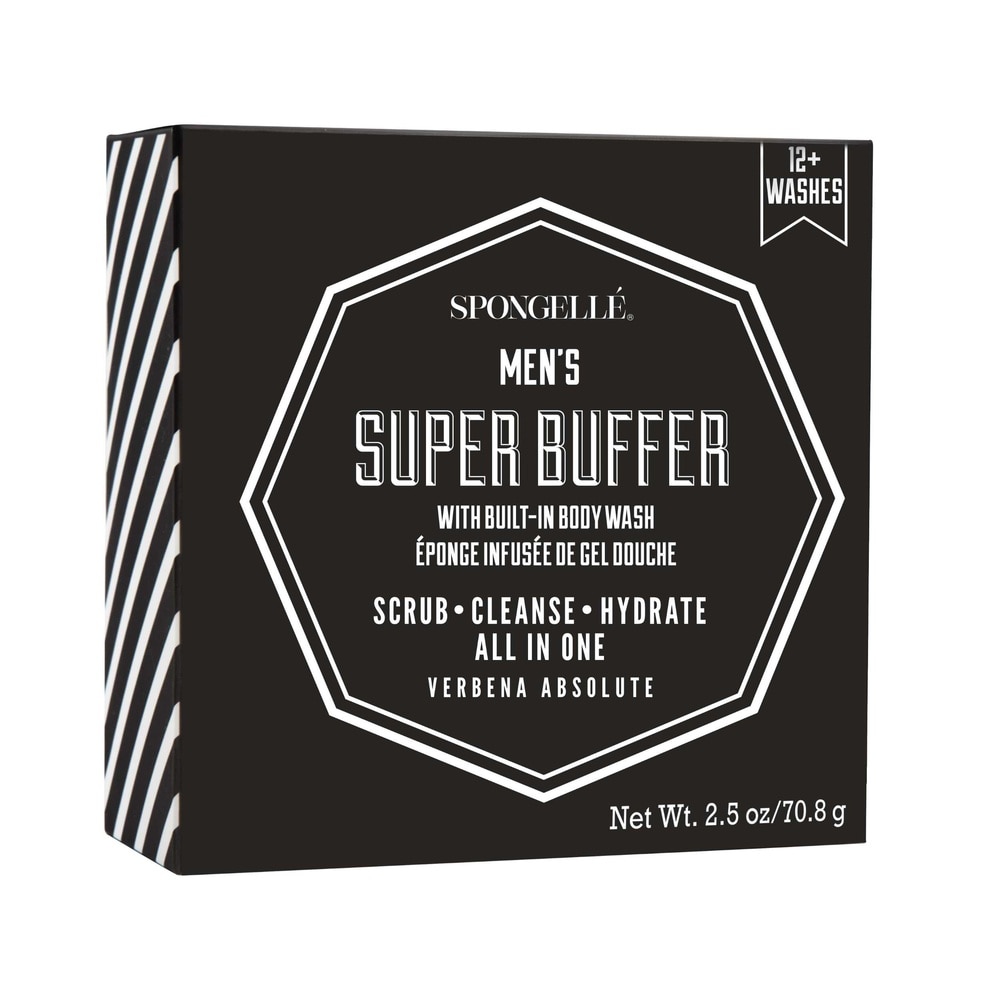 spongelle MINI MEN'S SUPER BUFFER - VERBENA ABSOLUT (12+ USES) Mini éponge infusée de gel douche pour Homme