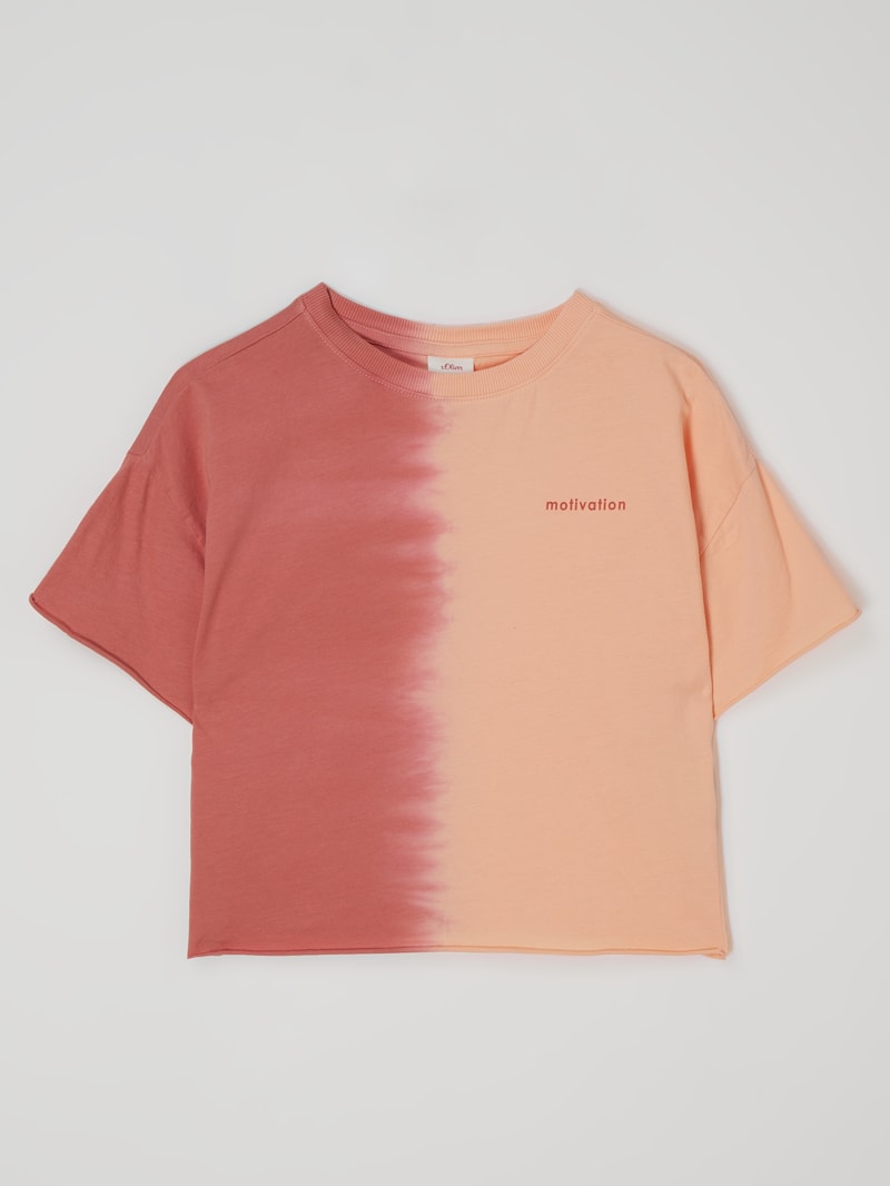 Cropped T-Shirt aus Baumwolle in apricot