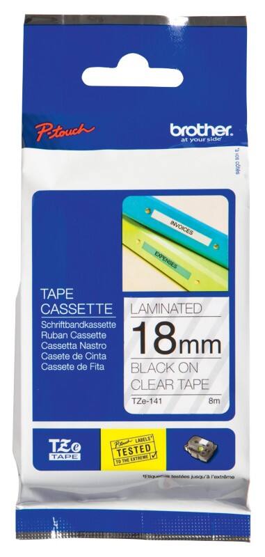 Brother P-touch Beschriftungsband Authentisch TZe-141 TZe-141 Selbsthaftend Schwarz auf Transparent 18 mm x 8 m