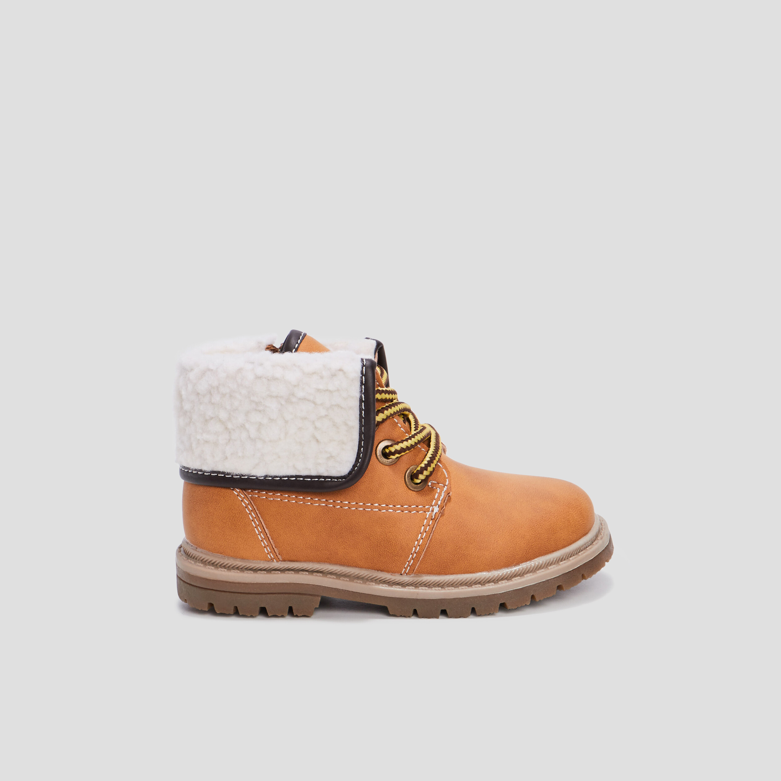 Bottines plates fourrées zippées camel bébé garçon | La Halle