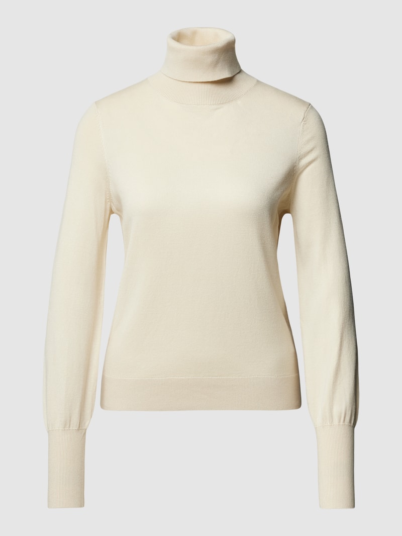 Rollkragenpullover aus Viskose-Mix im unifarbenen Design in ecru