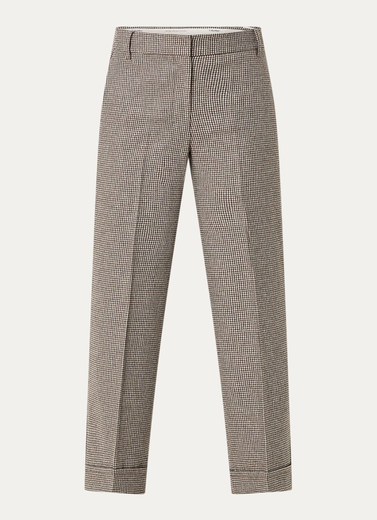 MaxMara Lilly high-waist straight-fit trousers in cashmere blend with houndstooth pattern