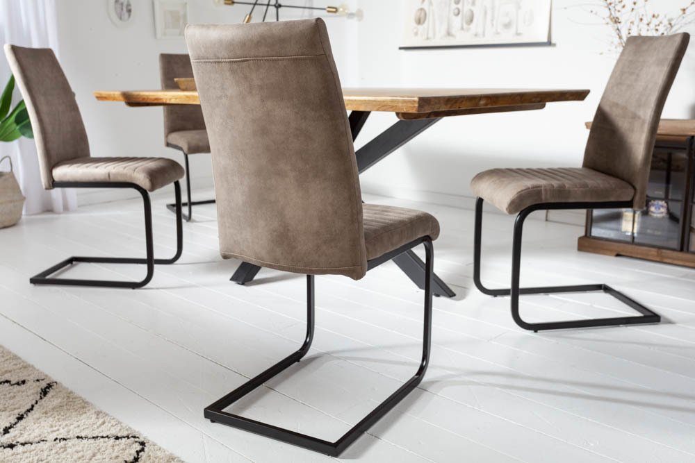 riess-ambiente Freischwinger APARTMENT taupe / schwarz (Einzelartikel, 1 St), Esszimmer · Microfaser · Metall · Industrial