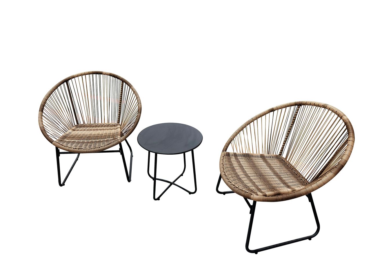 Happy Home Happy Home 3 tlg. Garten Set mit Sitzkissen HGS50-BEI in Rattan braun