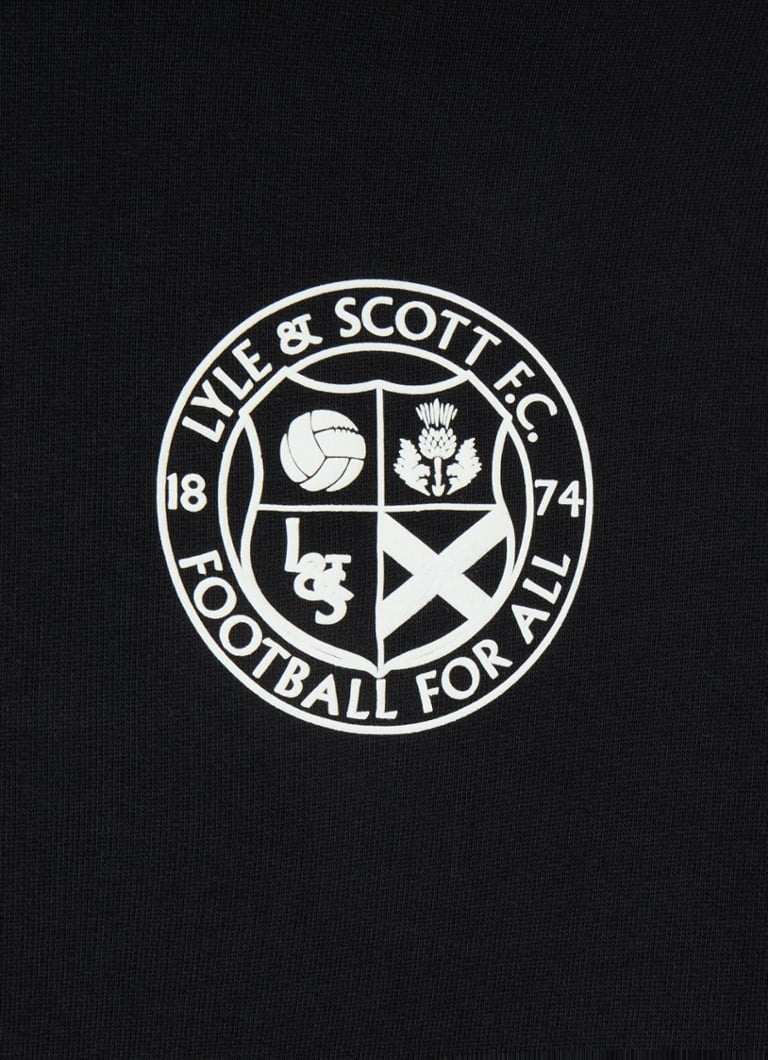 Mikina s kapucňou Lyle & Scott Futbal s logom a potlačou na chrbte
