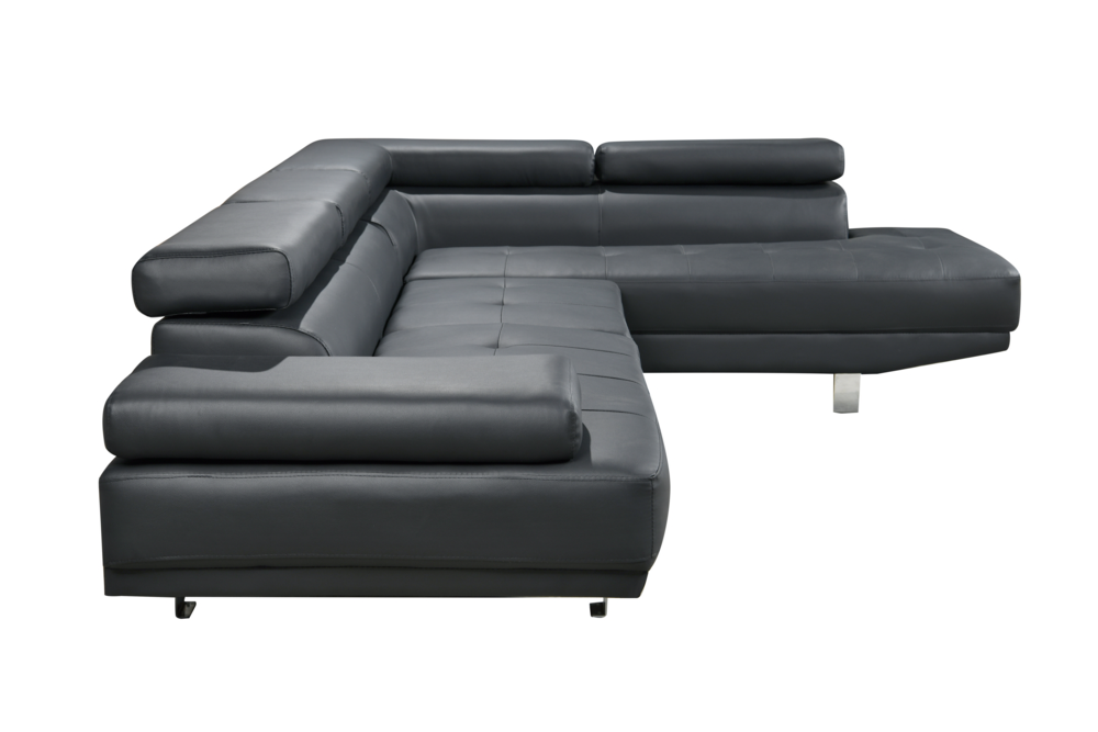 Happy Home Happy Home Ecksofa mit verstellbare Kopf- und Arm-Funktionen HSP108-DGR dunkelgrau Lederoptik