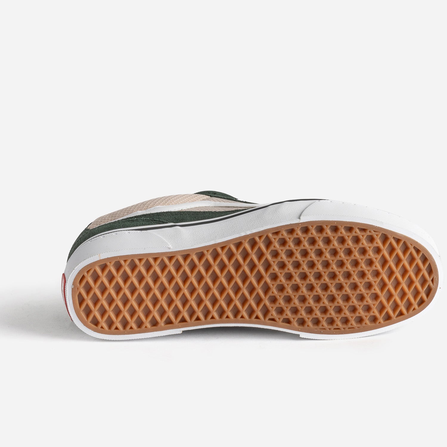 Tennis VANS vert foncé cuir velours mesh beige