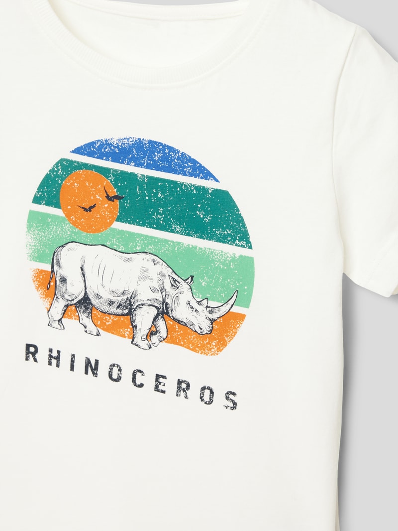 T-Shirt mit Motiv-Print in ecru