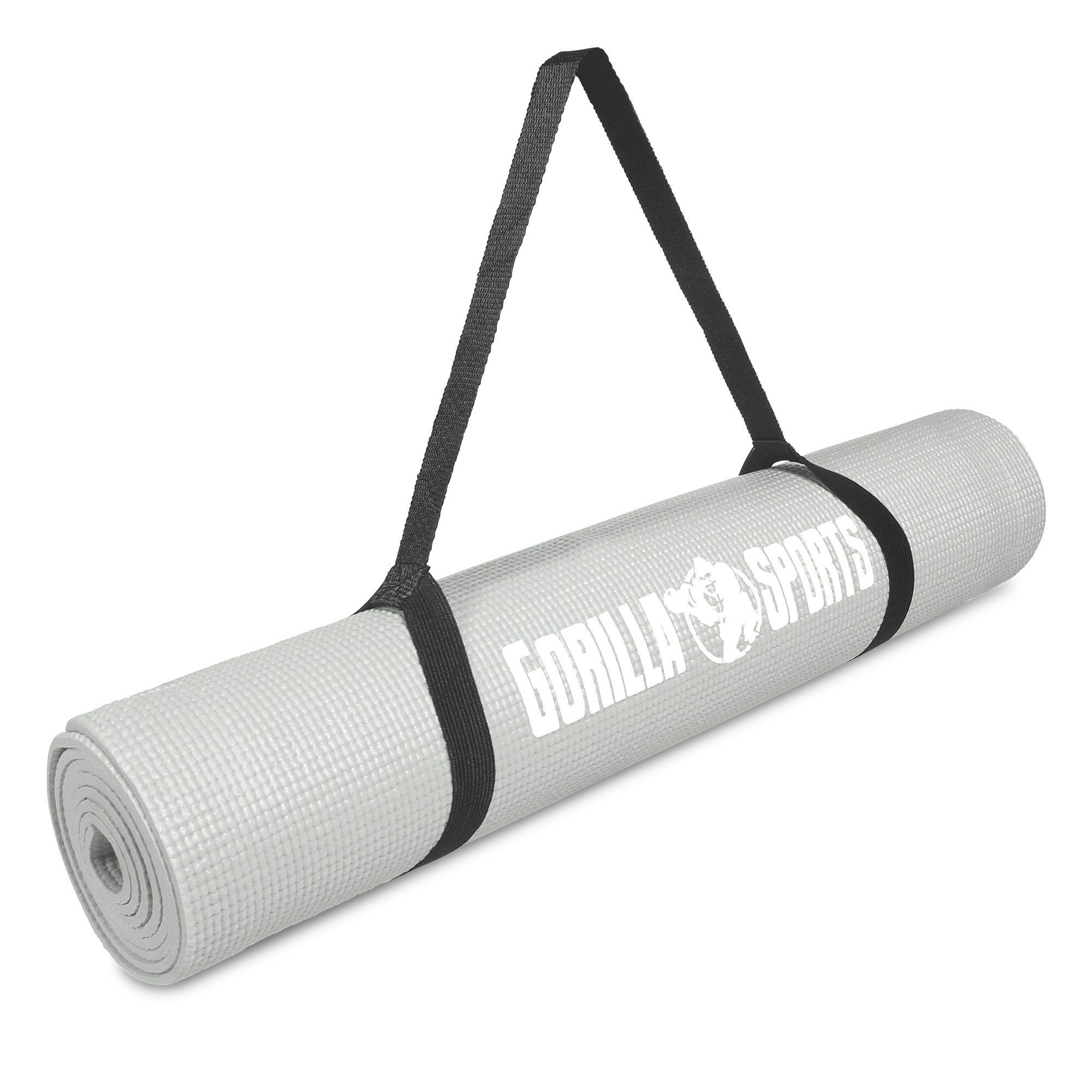 GORILLA SPORTS Yogamatte Fitnessmatte mit Tragegurt, 180x60x0,5cm, Rutschfest, Pilatesmatte