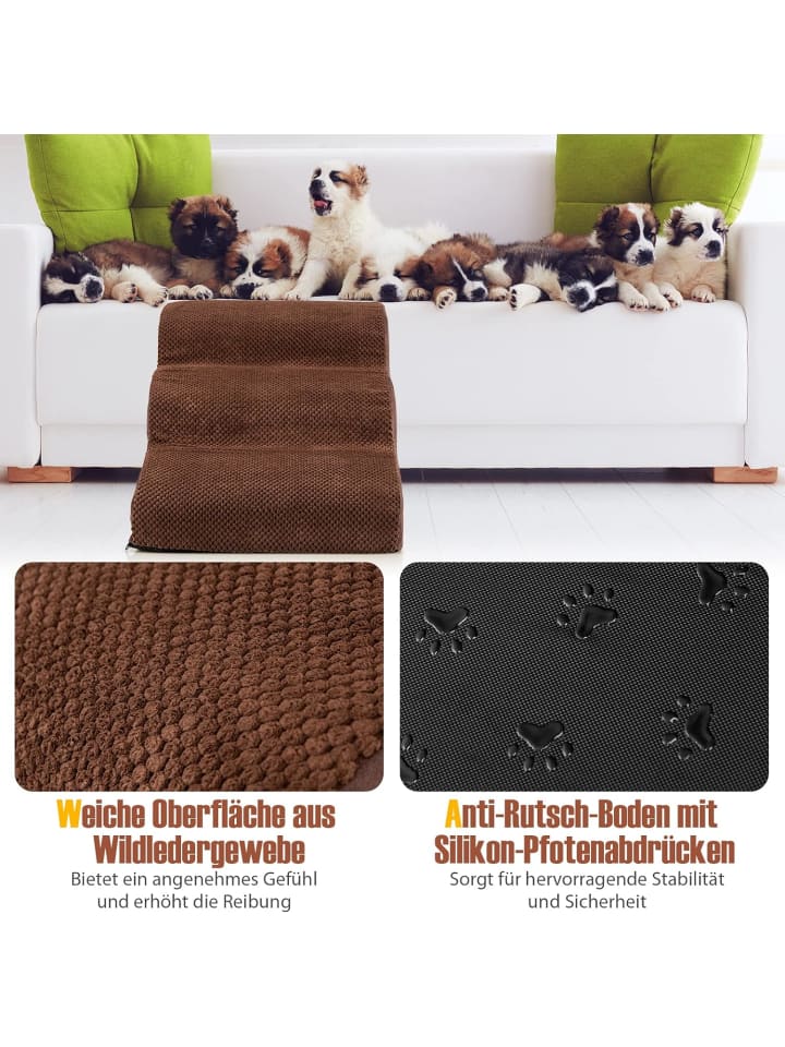 COSTWAY Hundetreppe 3 Stufen in Braun günstig kaufen onesize
