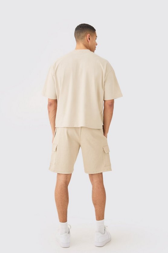 Kastiges Oversize T-Shirt & gerippte Cargo-Shorts