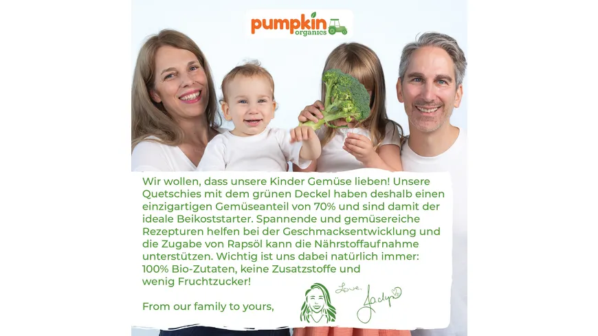 pumpkin organics Bio Quetschie Karotte, Birne, Süßkartoffel, Brokkoli 100 g