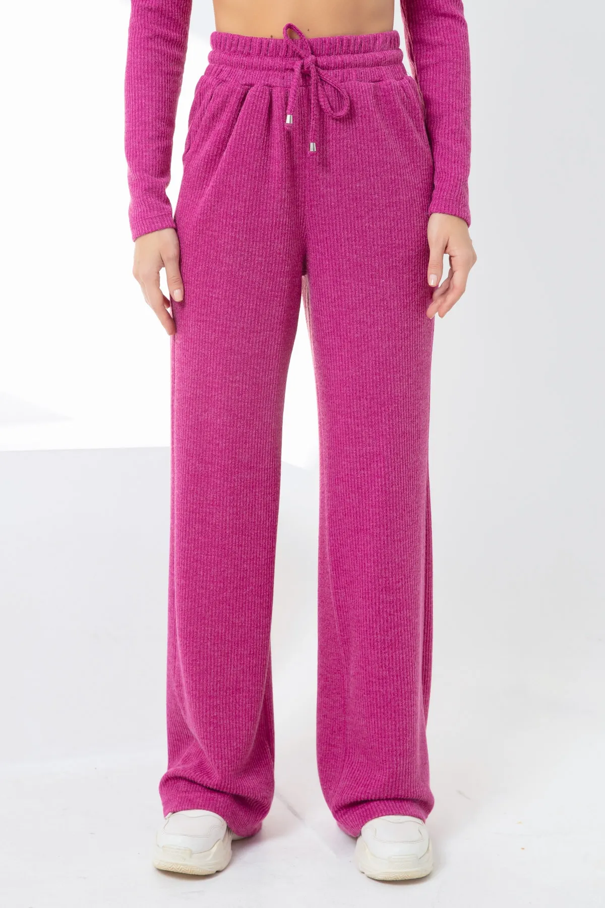 Lafaba  Fuchsiafarbene Strickhose mit elastischem Bund für Damen