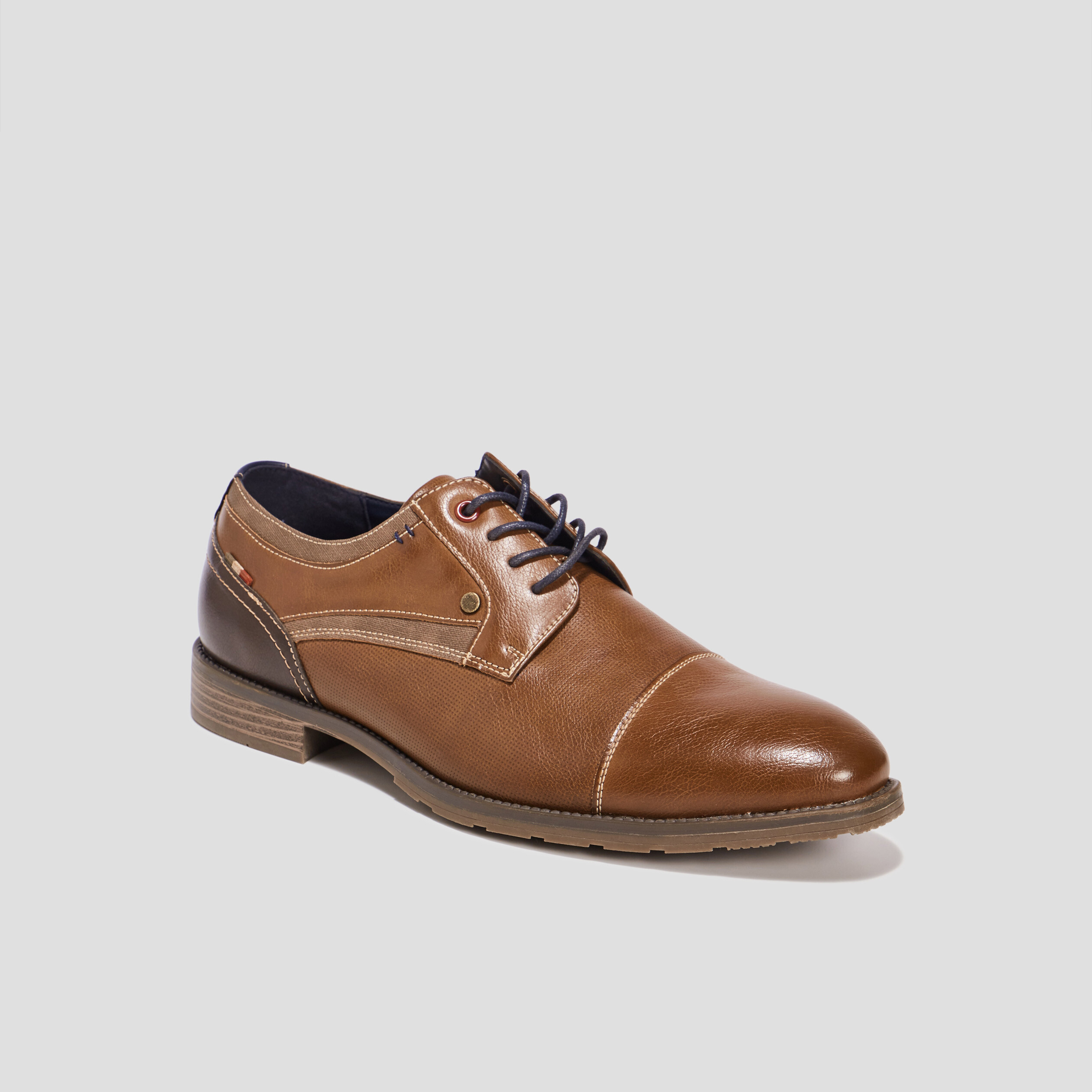 Derbies à lacets bout amande marron homme | La Halle